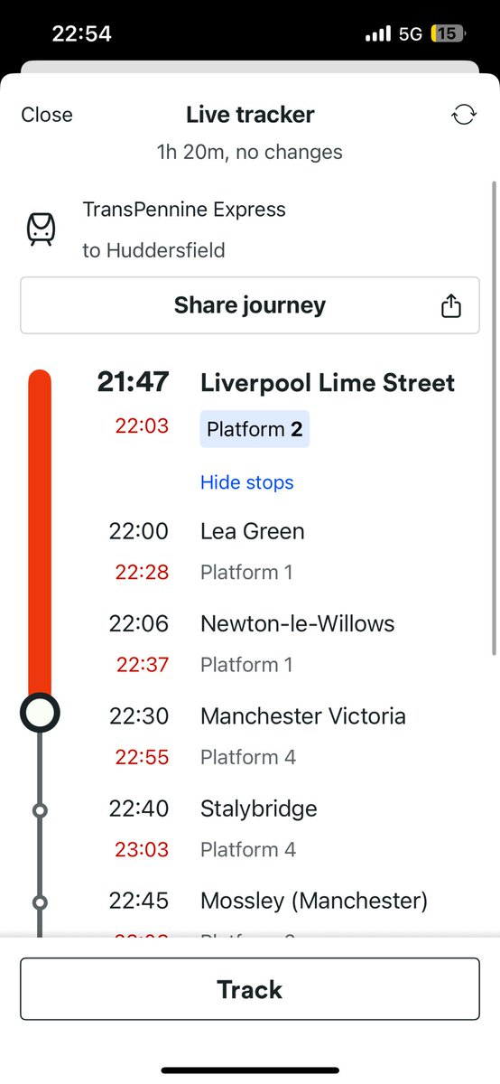 Sophilicity's tweet photo. Hello @thetrainline @TPExpressTrains I’d like to confirm if I will get my delay repay of 30+ mins as I can see the original time of arrival which was 22:24 changed to 22:30 after arriving at 22:55. https://t.co/Ls5b9CxIBc