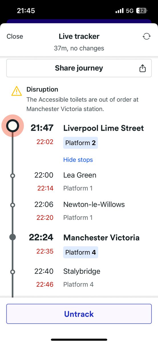 Sophilicity's tweet photo. Hello @thetrainline @TPExpressTrains I’d like to confirm if I will get my delay repay of 30+ mins as I can see the original time of arrival which was 22:24 changed to 22:30 after arriving at 22:55. https://t.co/Ls5b9CxIBc