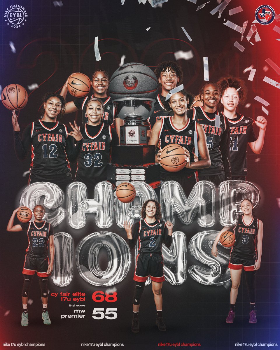 CFEliteSports's tweet image. 2024 NIKE NATIONALS CHAMPIONS ✔️✔️✔️
@NikeGirlsEYBL @JillStrad
