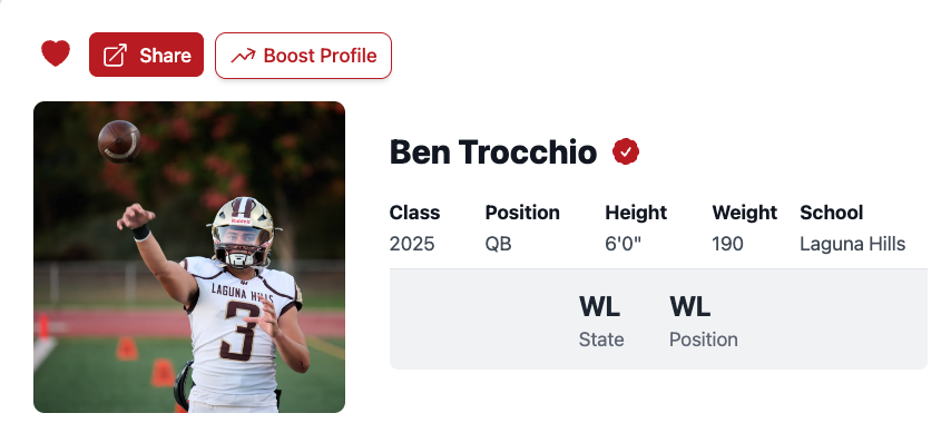 Ben Trocchio 2025 QB 4.4 GPA (@bentrocchio) on Twitter photo I appreciate making the "Watch List" list of the best in Cali! #CIForBust 32 Days until we open up! prepredzone.com/player/ben-tro… <a href="/PrepRedzoneCA/">Prep Redzone California</a>
<a href="/mikehuntley63/">Michael Huntley</a>
<a href="/PGregorian/">Paul Gregorian</a>
<a href="/JReyes_NP/">Jordan Reyes</a>
<a href="/lhhawksfb/">Laguna Hills High School Football</a>
<a href="/ocvarsityguy/">Dan Albano</a>
<a href="/SteveFryer/">Steve Fryer</a>
<a href="/TimBurtIrvine/">Tim Burt</a>
<a href="/OCSportsZone/">OC Sports Zone</a>
<a href="/alecsimpson5/">Alec Simpson</a>
<a href="/DavidDelgado_OC/">David Delgado🇪🇨</a> I appreciate making the "Watch List" list of the best in Cali! #CIForBust 32 Days until we open up! prepredzone.com/player/ben-tro… <a href="/PrepRedzoneCA/">Prep Redzone California</a>
<a href="/mikehuntley63/">Michael Huntley</a>
<a href="/PGregorian/">Paul Gregorian</a>
<a href="/JReyes_NP/">Jordan Reyes</a>
<a href="/lhhawksfb/">Laguna Hills High School Football</a>
<a href="/ocvarsityguy/">Dan Albano</a>
<a href="/SteveFryer/">Steve Fryer</a>
<a href="/TimBurtIrvine/">Tim Burt</a>
<a href="/OCSportsZone/">OC Sports Zone</a>
<a href="/alecsimpson5/">Alec Simpson</a>
<a href="/DavidDelgado_OC/">David Delgado🇪🇨</a>