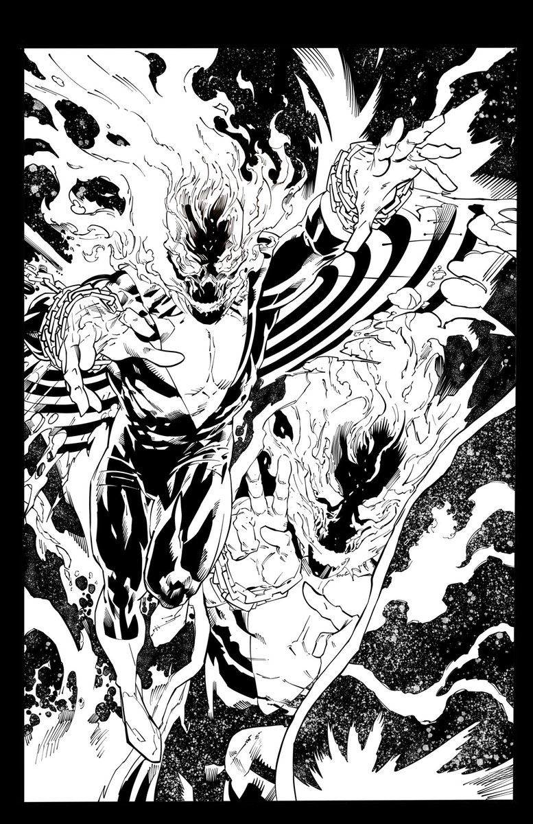 JamesLeeStone's tweet photo. This was one I’ve chipped away on the last few weeks, another fantastic @nethodiazz piece.
I’ve not read this run but this is some wicked cool imagery! 
Inks in @Procreate #Banshee #GhostRider #WithApologies #Practice https://t.co/uLFAKCHOs5