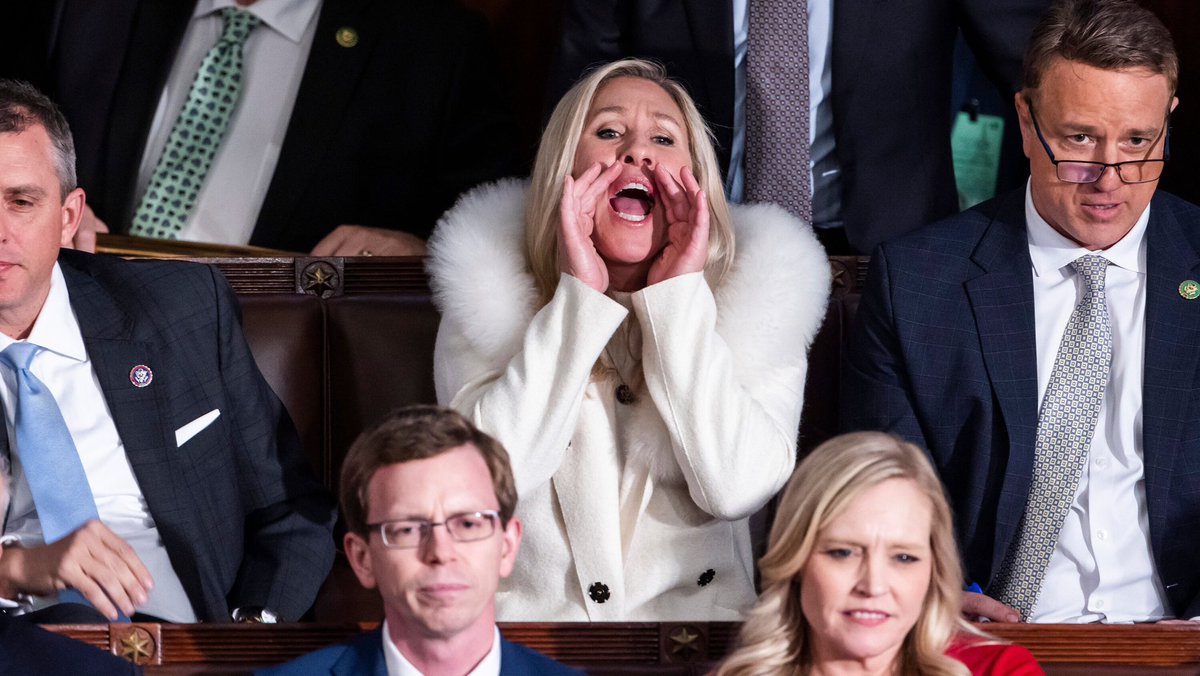 thehonourablesc's tweet photo. @TrumpDailyPosts @realDonaldTrump #AndyBorowitz, comedian, on Facebook: “Marjorie Taylor Greene Warns That Harris's Husband Has Access to Space Laser” (Note to Trump’s 74 million registered voters: this is not true, so you don’t have to be afraid, start shaking in your boots, and reach for your gun.) @RepMTG https://t.co/pRzWqugd9j