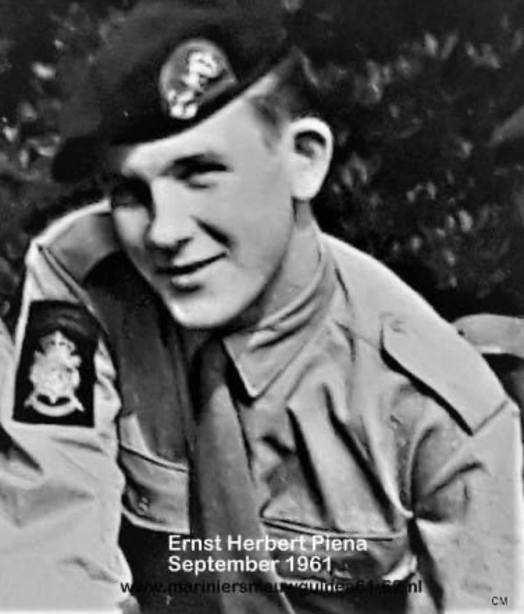 Netherlands Marine Ernst Hubert Piena was killed in action in a fiere battle with Indonesian Para Commando’s near Merauke  on July 23, 1962 Netherlands New Guinea . Ernst was 20 years old  and from Rotterdam  . 41  company marines Manokwari .
Remember Ernst today . Qua PatetOrbis