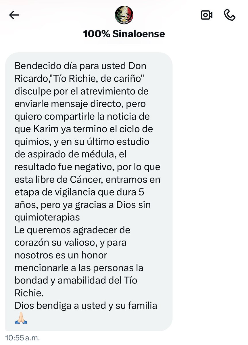 RicardoBSalinas's tweet image. Recibí un mensaje directo que me llenó de alegría el corazón y que pedí permiso de compartir con ustedes porque creo que estos mensajes se deben compartir para que quienes estén pasando por un mal momento tengan esperanza de que todo va a estar bien.

Todos los días que llego a…