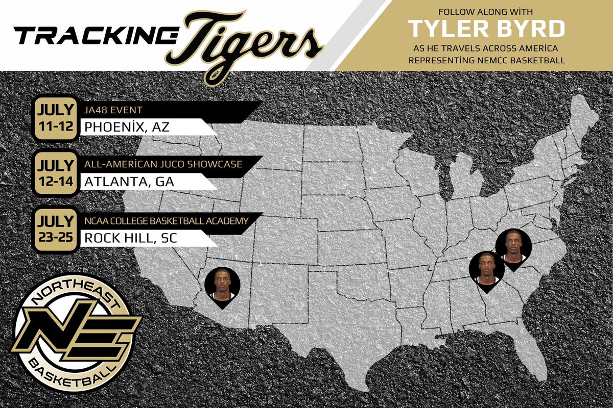 Northeast Tigers (@nemcctigers) on Twitter photo MBK | Tyler Byrd’s cross-country summer journey wraps up this week in South Carolina at <a href="/TheCBBAcademy/">NCAA College Basketball Academy</a>.
Byrd, <a href="/NEMCCBasketball/">NEMCCMen'sBasketball</a>’s returning All-American with 2️⃣0️⃣ PPG in league play, was selected to compete in <a href="/JUCOShowcase/">JUCO Showcase</a>’s all-star game in Atlanta last weekend!
🐯 #TigerTown MBK | Tyler Byrd’s cross-country summer journey wraps up this week in South Carolina at <a href="/TheCBBAcademy/">NCAA College Basketball Academy</a>.
Byrd, <a href="/NEMCCBasketball/">NEMCCMen'sBasketball</a>’s returning All-American with 2️⃣0️⃣ PPG in league play, was selected to compete in <a href="/JUCOShowcase/">JUCO Showcase</a>’s all-star game in Atlanta last weekend!
🐯 #TigerTown
