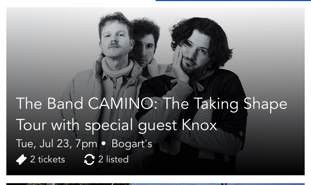 thatAlysonTate's tweet photo. Selling 2 tickets to @thebandcamino July 23rd in Cincinnati @ 7PM. 

Reserved table &amp; seating. 

#thenbandcamino #bogarts #Cincinnati #thetakingshapetour https://t.co/Za2MlN3Dhc