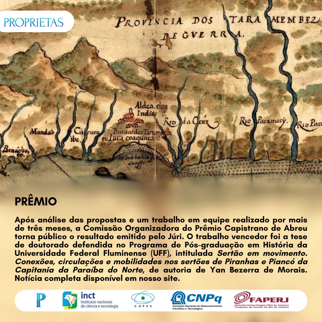 Após análise de quinze propostas submetidas e um trabalho em equipe realizado por mais de três meses, a Comissão Organizadora do Prêmio Capistrano de Abreu torna público o resultado emitido pelo Júri.
Saiba mais no link da bio!

#historia #proprietas #uff #premios