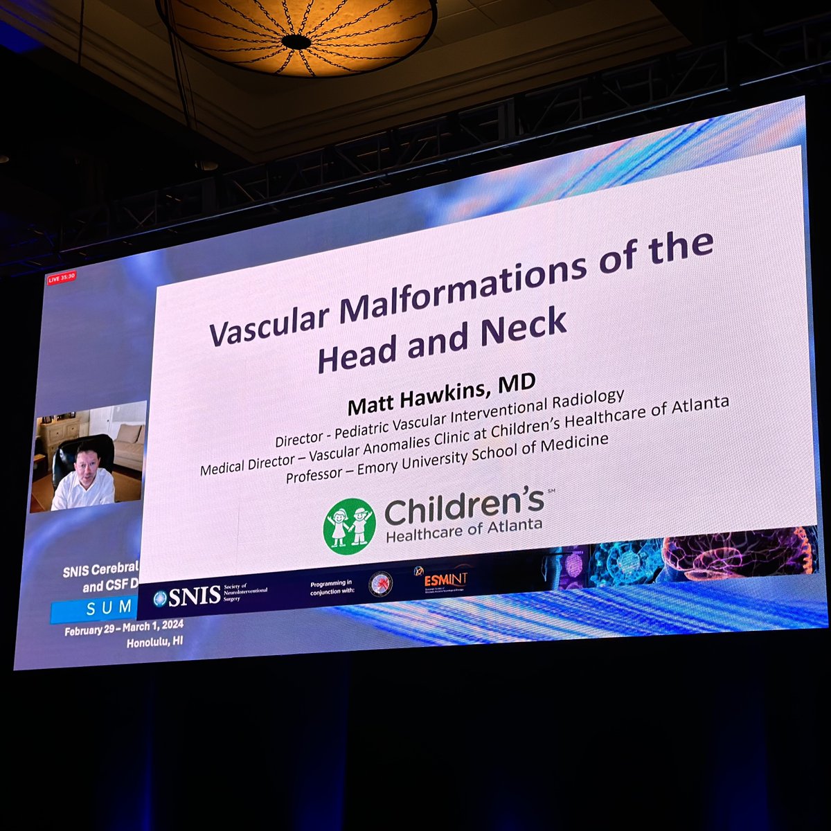 Excellent review and tips for treatment of pediatric head and neck vascular malformations by <a href="/MattHawkinsMD/">Matt Hawkins</a> in Broadmoor B
#SNIS2024  @SNISInfo <a href="/esmintsociety/">ESMINT Society</a> <a href="/cvsection/">CV Section</a> <a href="/fcalbuquerque51/">Felipe C. Albuquerque</a> @cruzcerebri @mariapanrad <a href="/DanniDiestro/">Dr. DiestroKE</a> <a href="/MattAmansMD/">Matthew Amans</a> <a href="/ducruetaf/">Andrew Ducruet</a>  <a href="/MattFusco_MD/">Matt Fusco</a> <a href="/DrAltschul/">Dorothea Altschul MD FAHA FSVIN</a>