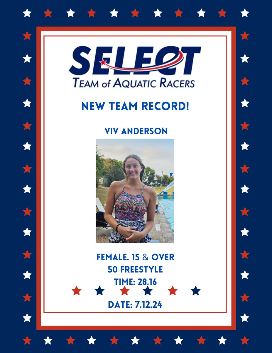Select_Swim's tweet photo. Congratulations Viv Anderson for setting a new team record at the North Texas Senior Cup!
#selectswimwreckingcrew
#teamrecord https://t.co/2jSKuDokGx