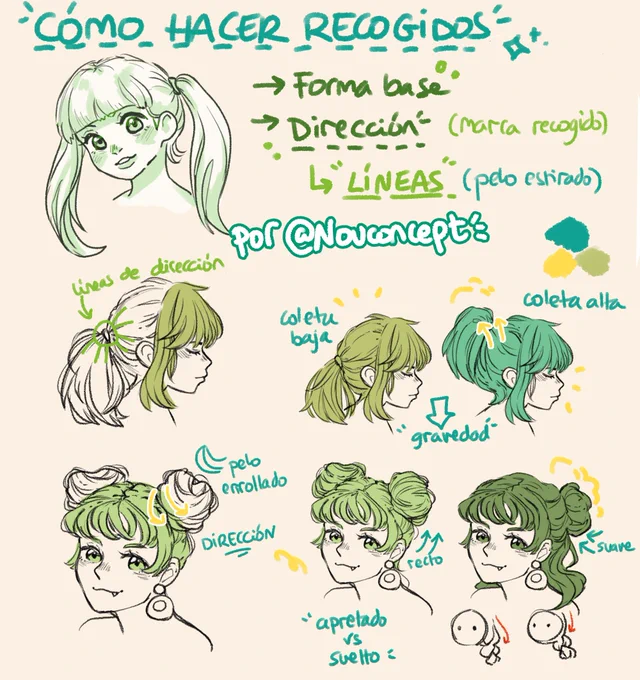 ✨🪮 Consideraciones para dibujar recogidos ✒️ 