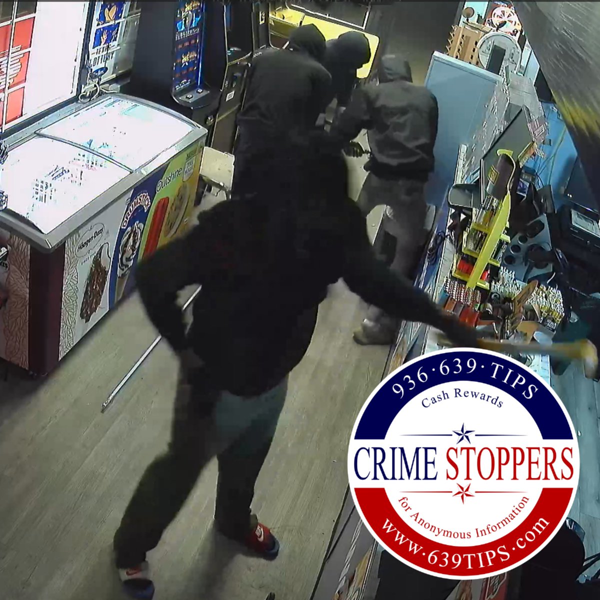 639tips's tweet photo. Investigators in Crockett need help identifying four burglars and Crime Stoppers has a cash reward available for the first, most accurate, anonymous tip that correctly identifies them. Hint: Look at the shoes

Anonymous tips are accepted only at https://t.co/o6y5rF1cRr https://t.co/ybLl7KCGkC