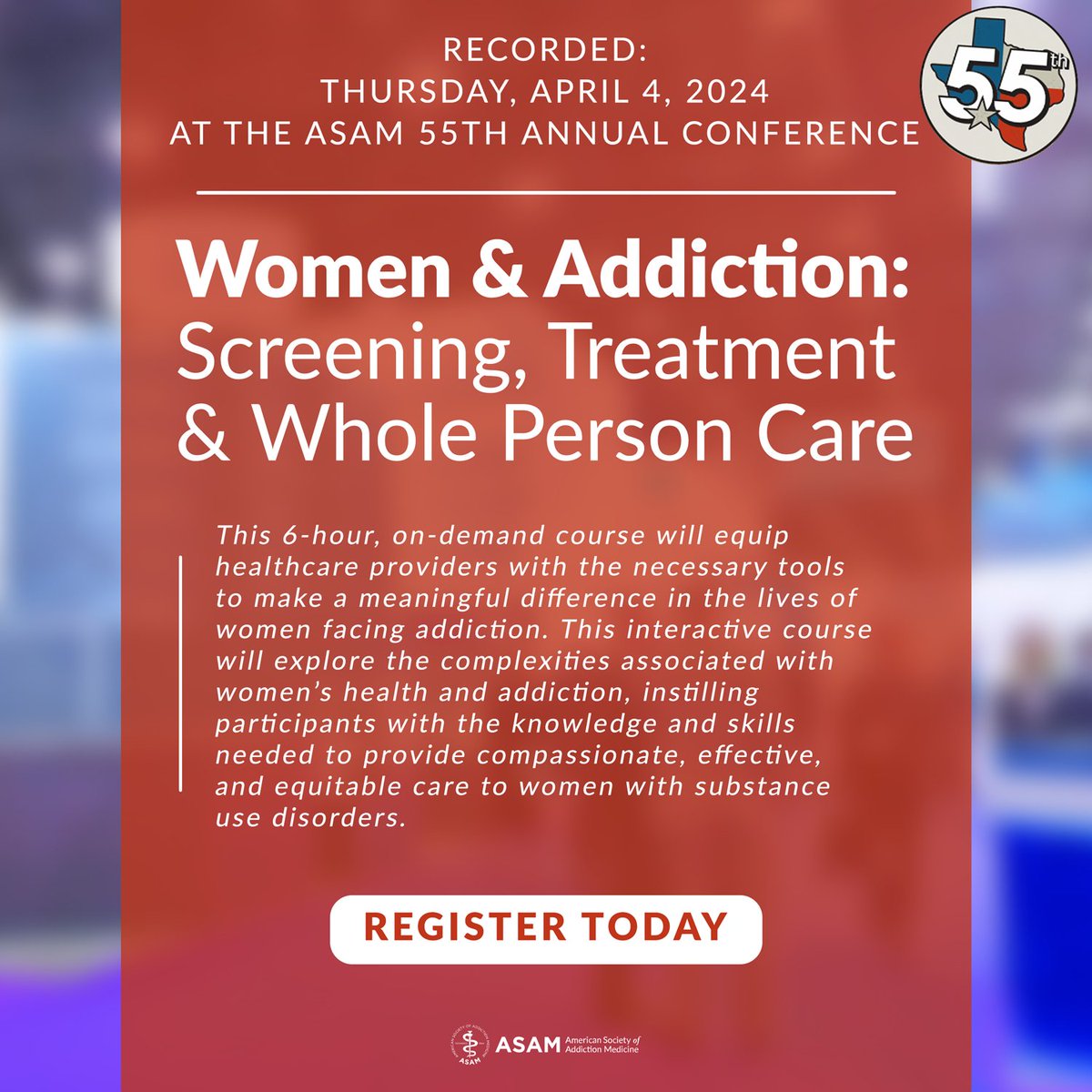 ASAMorg's tweet photo. Recorded live at this year's ASAM Annual Conference, participants will discuss gender-specific issues, stigma, and unique challenges faced by women in relation to addiction >> https://t.co/Ai8FJ7RmVz
#WomenAndAddiction #ASAM #AC2024 #ASAMConference #AddictionMedicine https://t.co/ne5e9u3gn7