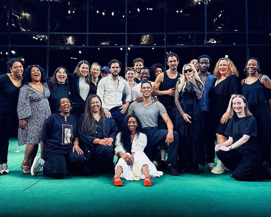 Madonna came to see the show!!! Here I am standing next to her with the rest of our wonderful crew and cast ♥️ Even had a brief conversation with her majesty too 😱 That’s one thing I never thought I’d tick off my bucket list #slaveplay #madonna