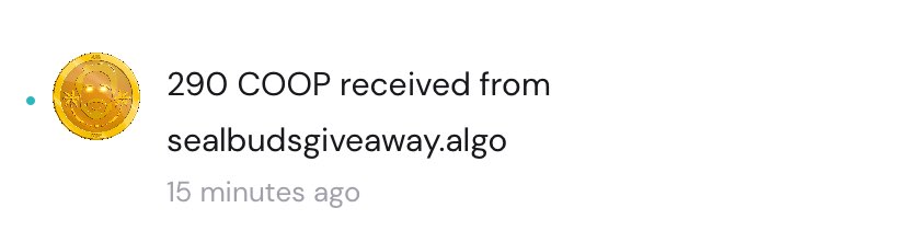 Won a heavy bag of $COOP on 

<a href="/SealBuds/">SealCom</a> discord 

This is a sweet sweet win. Thanks Seal ❤️

#algofam