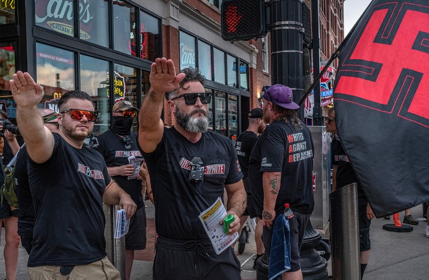 This isn't Nazi Germany, it's neo-Nazis marching in the streets in Nashville, Tennessee. 

They were asking passers-by "Are you a Jew?"

Tell me again how antisemitism "isn't that big of a problem."