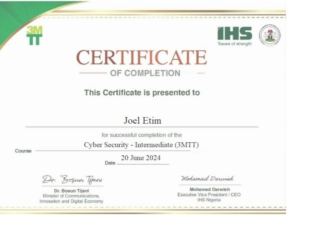 Completing this course on IHS tower learning academy has been an eye-opening and enriching experience. Throughout the course, I have gained a deep understanding of the critical importance of protecting digital assets in our increasingly connected world.
#3MTTxIHS