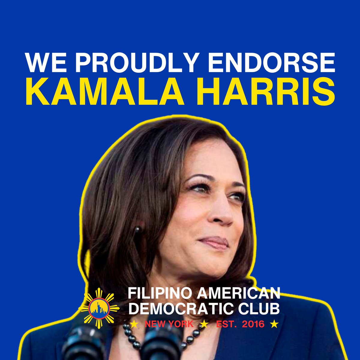 FilAmDemsNY's tweet photo. The #FilAmDems are going ALL-IN for Vice President @KamalaHarris.
Our club just donated to her campaign, and so should you: https://t.co/WpQFpggEzJ. https://t.co/AmjUK1W6eu