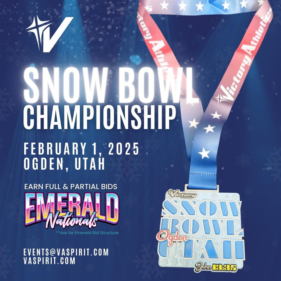 Catch the Snow Bowl fever in Ogden, Utah! ❄️

Get ready to compete and conquer the championship on February 1st!

Learn more about Victory Athletics at vaspirit.com

#VASpirit #theCDIP