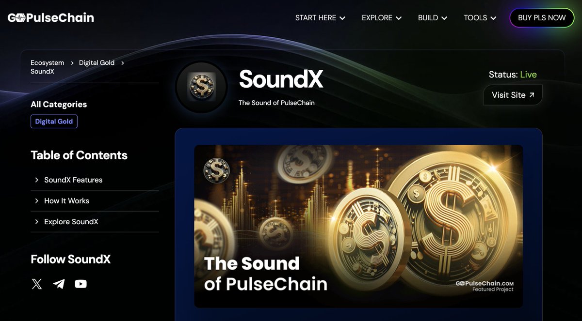 gopulsechain's tweet photo. 🔊🎶 Jam out to the future of audio with @soundxtoken!

The first token on #PulseChain for sound and audio applications. 

Learn more about #SoundX on the #GoPulseChain Projects page! 🎉

👉 Tune in: https://t.co/c72lPZbtPU https://t.co/sXi9muNjPN