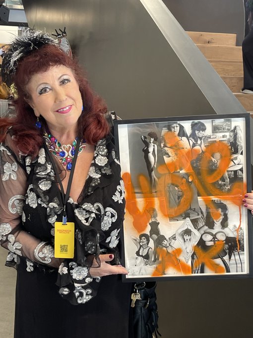 Art gallery commissioned me 2 make a black &amp; white collage. I whipped this up &amp; it sold. Has my old vintage<a href="/tag/project2025"class="tags"><span>#project2025</span></a>