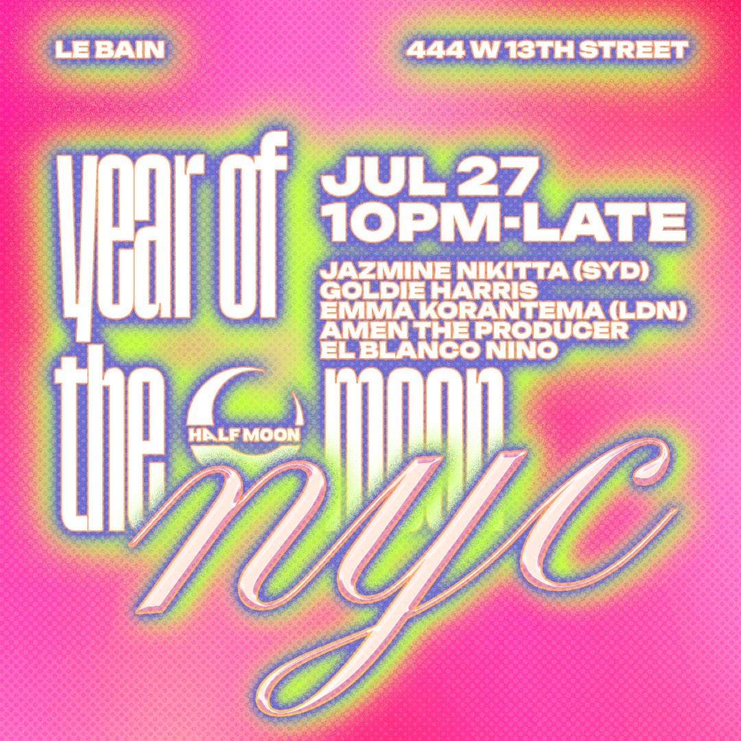 For the NYC stop of our Year of the Moon tour we decided to keep it at our home base @lebainnyc 

We got some international friends Jazmine Nikitta 🇦🇺 <a href="/emmakorantema/">You</a>🇬🇧 making their HM debuts, teaming up with our beloved locals <a href="/byGoldieHarris/">goldie harris ⚡️</a> @amentheproducer <a href="/el_blanco_nino/">PUERTO RICAN ALCHEMIST</a>
7/27