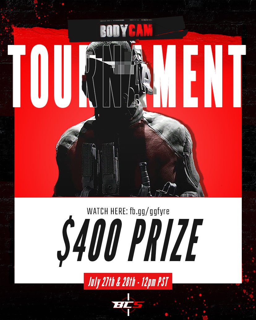 GgFyre's tweet photo. This weekend, in collaboration with @BodyCamSweats, I will be hosting a $400 Bodycam tournament! This event will be featuring multiple top 100's. It is the first event of its kind in the history of the game. I am truly honored to be the official streamer for it! @ReissadStudio https://t.co/mQr0Ykrbcd