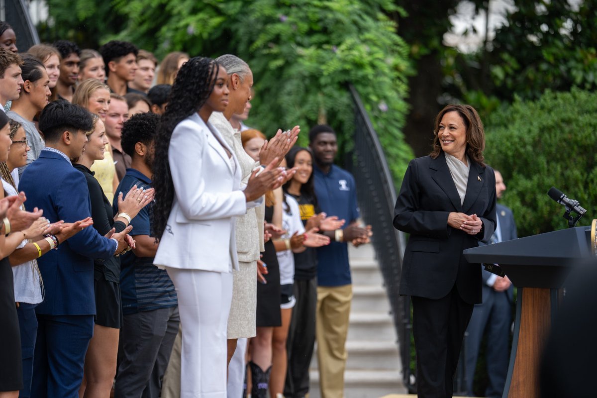 WhiteHouse46's tweet photo. Congratulations to the @NCAA championship teams from the 2023-2024 season! Our Administration is proud to celebrate these remarkable student athletes. https://t.co/HctOZmKhq3