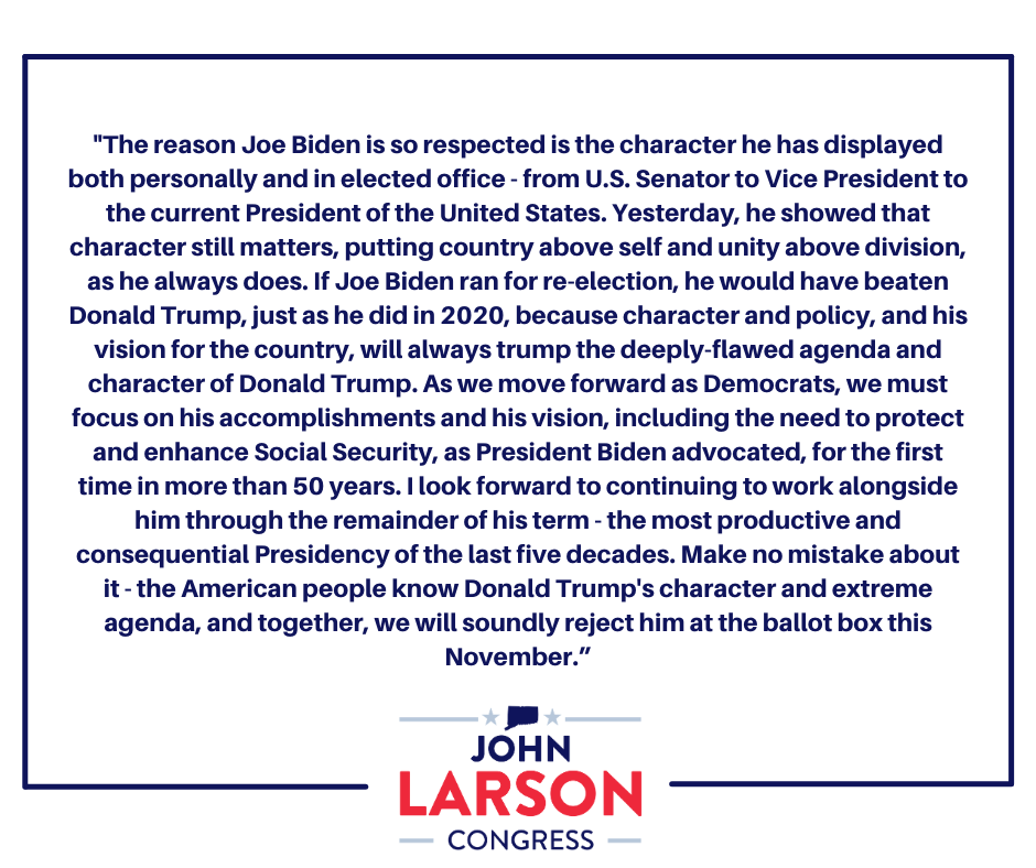 My statement on President Biden's decision not to seek re-election: