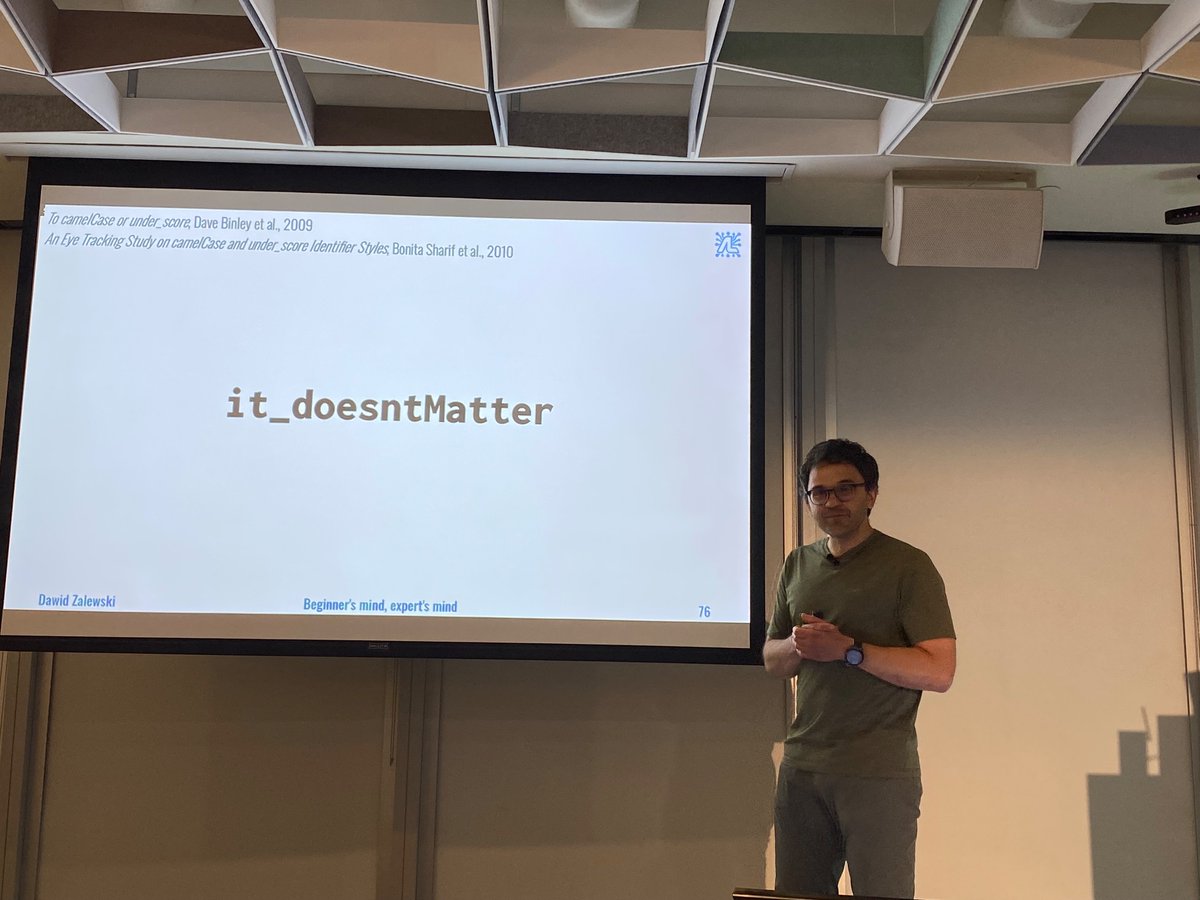 aprilwensel's tweet image. Which makes code easier to understand, camelCase or snake_case?

Dawid Zalewski cites research by @shbonita and others to settle the debate.

@CppNorth #cppnorth