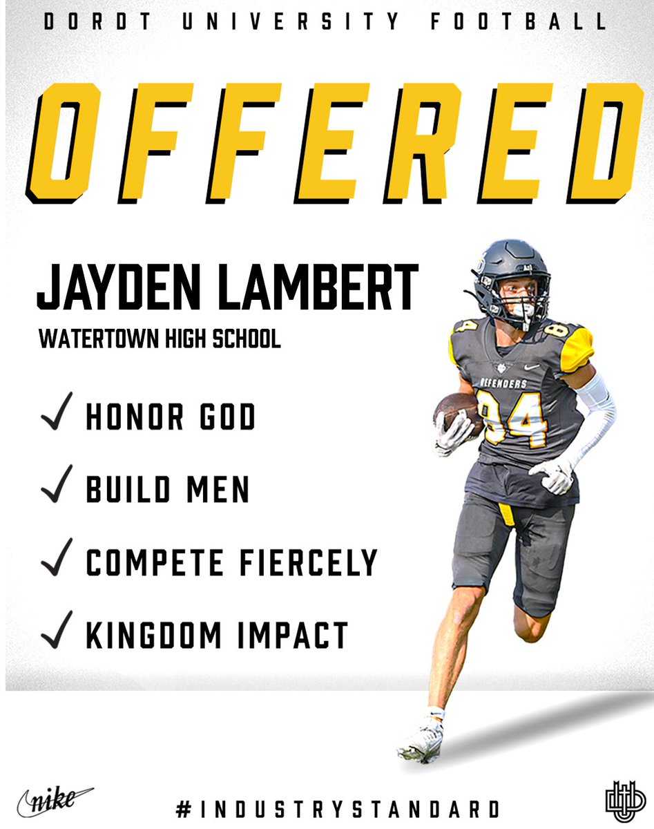 Huge thanks to <a href="/DordtFB/">Dordt Football</a> for having me out to camp on saturday! I am excited to announce that i have received my first college offer to play at dordt university!!
<a href="/BMcCormick08/">Brandon McCormick</a> <a href="/AO1CoachKenney/">Joe Kenney</a> 
<a href="/LeakeyJessup/">Coach Jessup Leakey</a> <a href="/CoachTeiger/">Coach Luke Munsterteiger</a> <a href="/Arrow_Football/">Arrow Football</a>