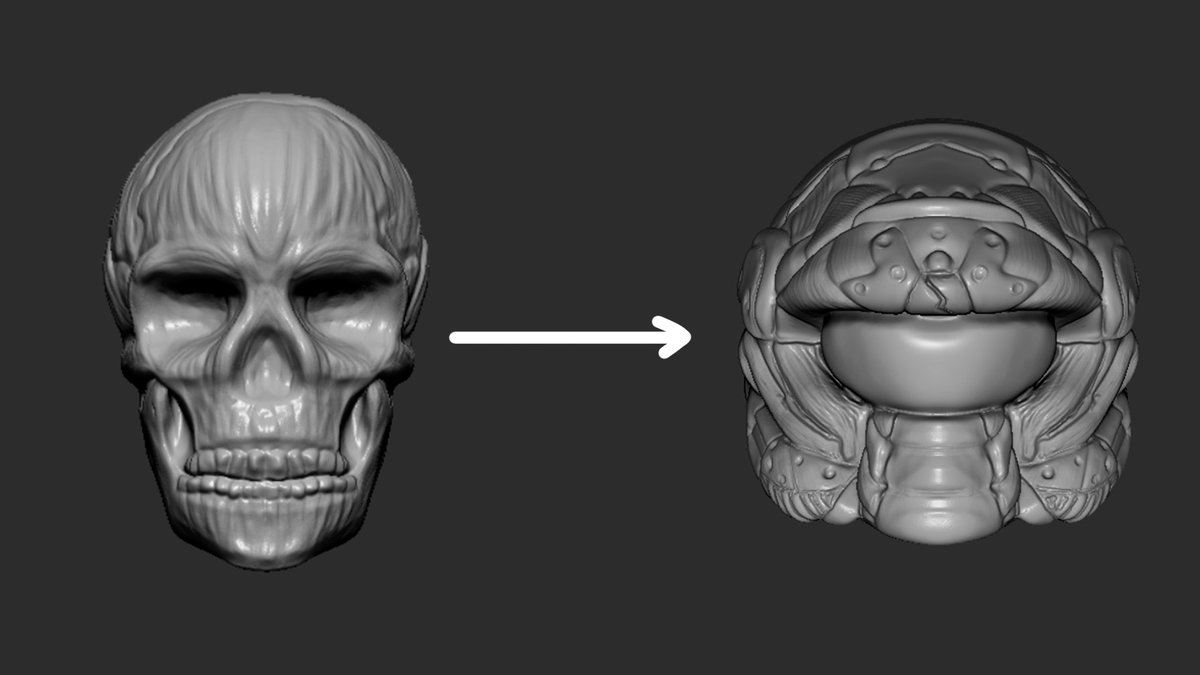 Qué soléis usar más vosotros? Zbrush o Blender?
Yo realicé algunos proyectos en Zbrush y no se me da muy bien... La interfaz me cuesta pillarla.

Modelé a partir de una esfera, un cráneo y a partir de ese cráneo, un casco. 🫠

#zbrush #3DModel