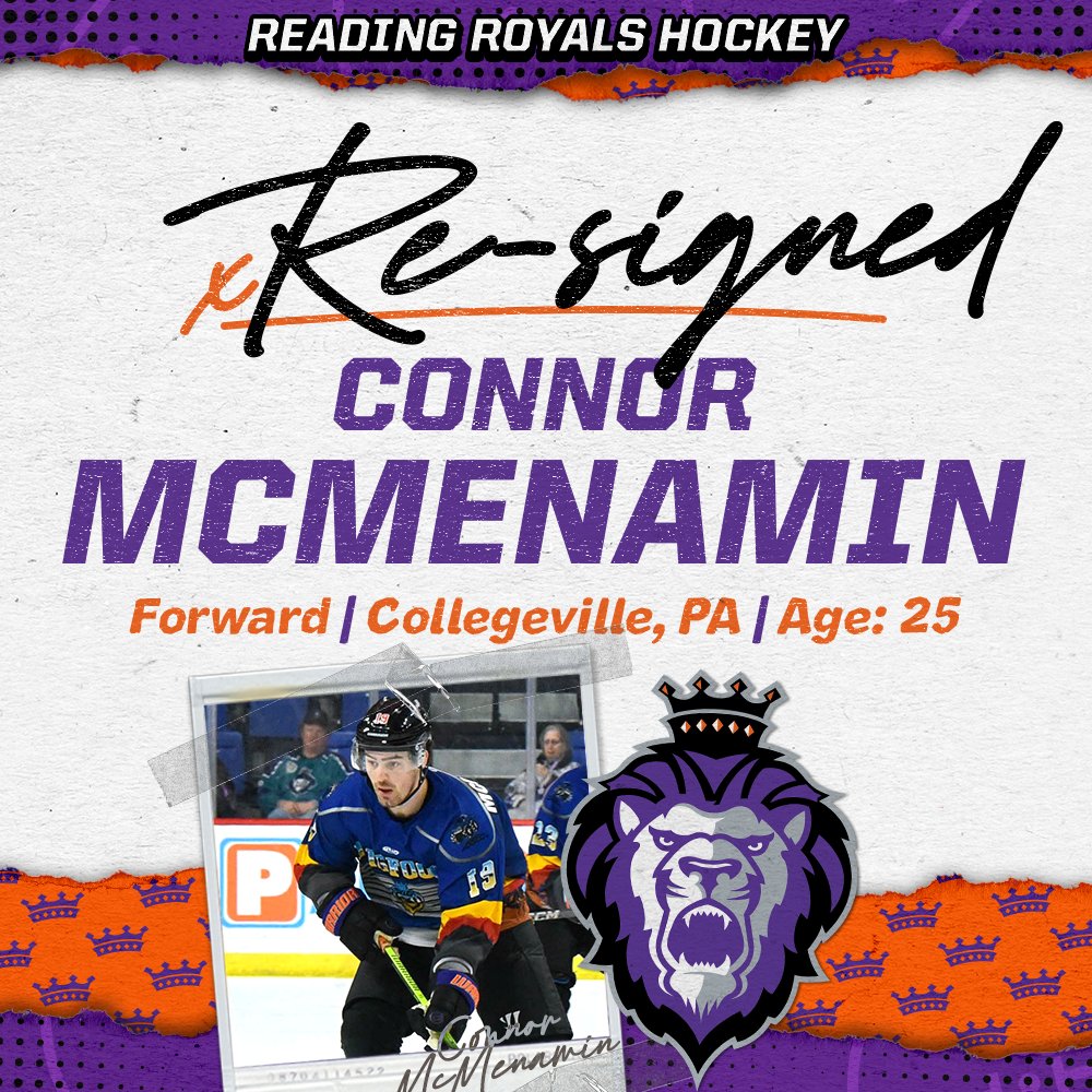 ReadingRoyals's tweet photo. Connor² are back in the 610! 🖊️

Forward Connor McMenamin and defenseman Powell Connor have re-signed for the 2024-25 season!

📰: https://t.co/iUifWNWzlm | #PrideOfPenn https://t.co/Q4XK4Z2SJJ