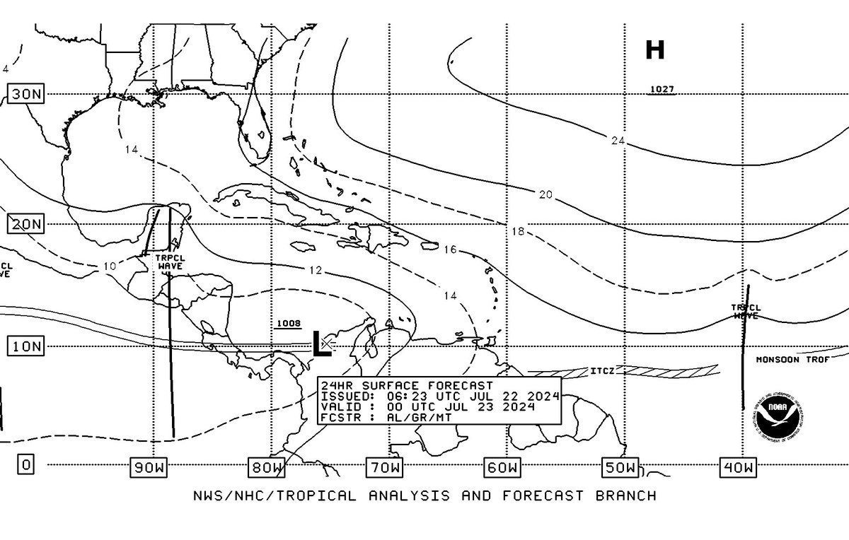 MOISESURBINA's tweet photo. Actualización:
Hoy Lunes 22 Julio, nuevamente lluvias por el acercamiento de Onda Tropical que mañana Martes amanecerá sobre el país. 
Sin embargo pocas lluvias mañana y Miércoles 24 Julio, para nuevamente precipitaciones este Viernes, Sabado y Domingo.
@elnoticiero_6 https://t.co/MdjwzMB7wl