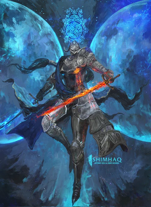 "Rellana disavowed her birthright and chose to stand at Messmer's side instead, becoming known as the sword of Messmer" . Will definitely be painting more of her after Im done going through some of the other pieces I have planned  #ELDENRING #EldenRingShadowoftheErdtree