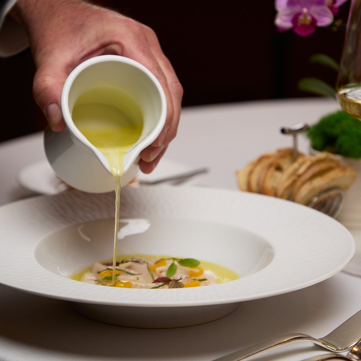 Fun Fact: Le Bernardin receives scallops in the shell from Maine on a daily basis! On our summer menu…scallop carpaccio with pickled vegetables and yuzu-ginger broth.