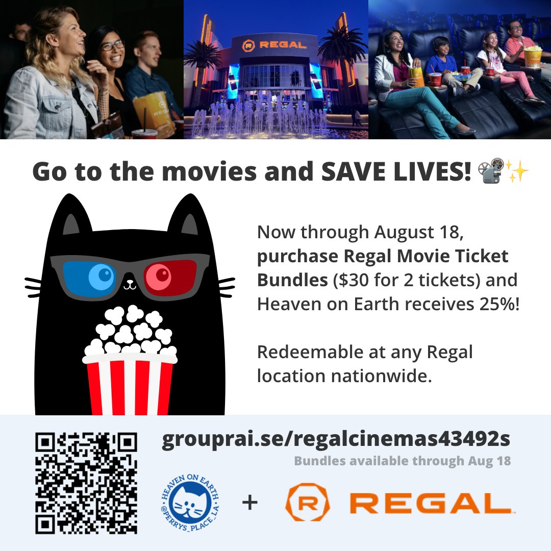 Make an impact by going to the movies! Get your ticket bundles today and support our cats and kittens! Tickets do not expire — and they make great gifts, too! 🎬  groupraise.com/offer-campaign…