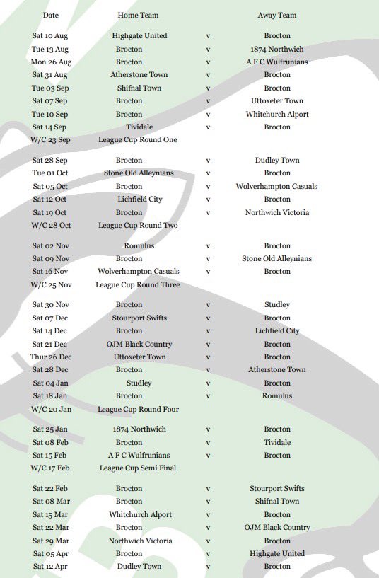 FIXTURES OUT!!

Our fixtures for our return to the <a href="/MidlandLeague/">Capelli Sport Midland Football League</a> Premier are out!