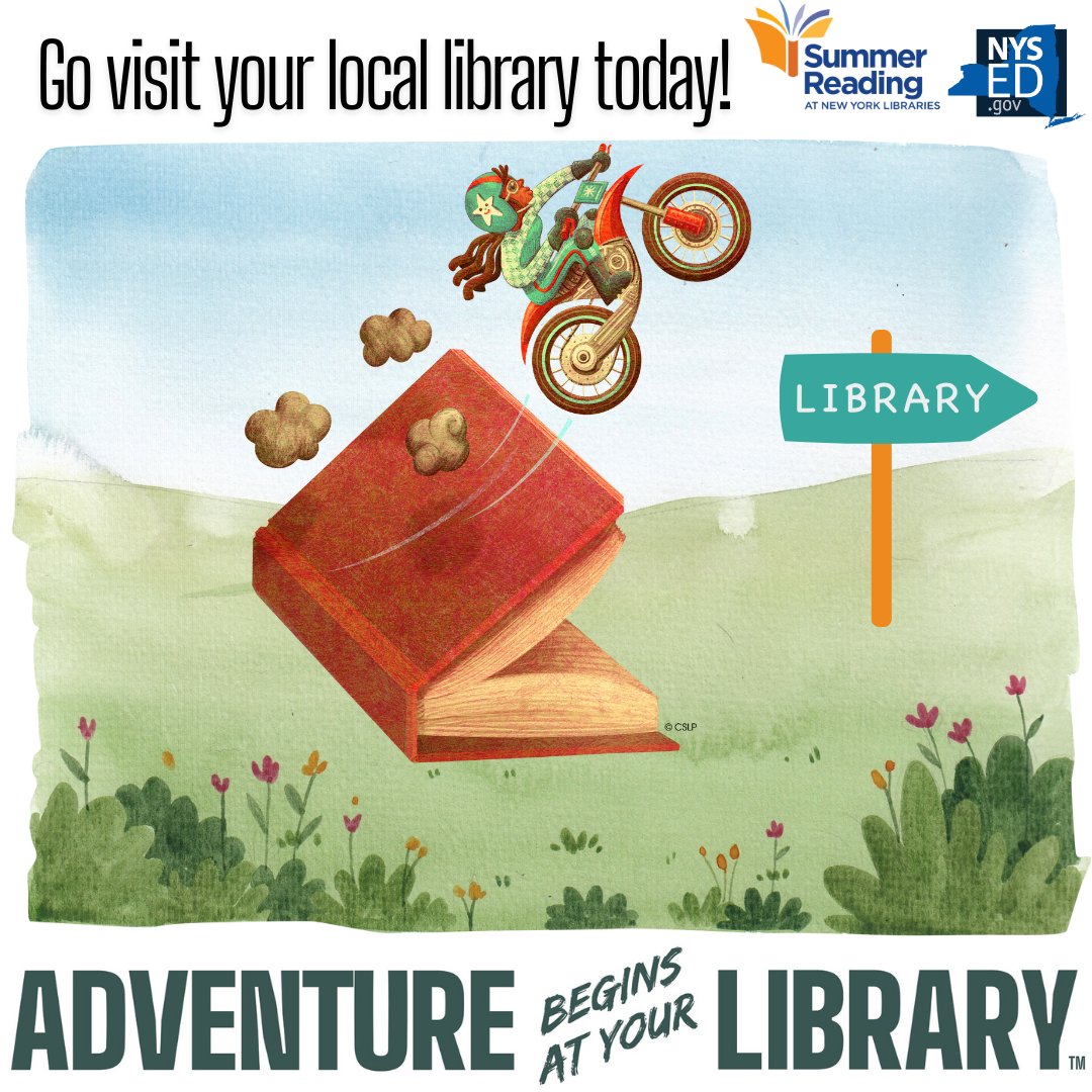 NYSEDNews's tweet image. Discover the joys of reading by visiting your local library this summer and doing some #SummerReading! Find your library here: bit.ly/3m897TD @NYSLibrary #LibraryAdventures #CSLPreads