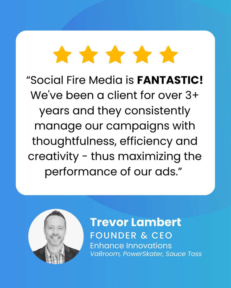 SocialFireMedia's tweet photo. Huge thank you to Trevor Lambert for this awesome review - We love working with you! 🔥 https://t.co/5t17pUpBoy