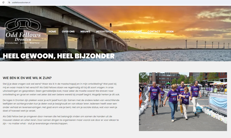Een vernieuwde site!
Bekijk wie we zijn en wat we doen, met veel enthousiasme, vriendschap, betrokkenheid en plezier  🍀
Kijk verder > oddfellowsdronten.nl
Met prachtige headerfoto's van <a href="/pimvandermaden/">Pim van der Maden</a>📷