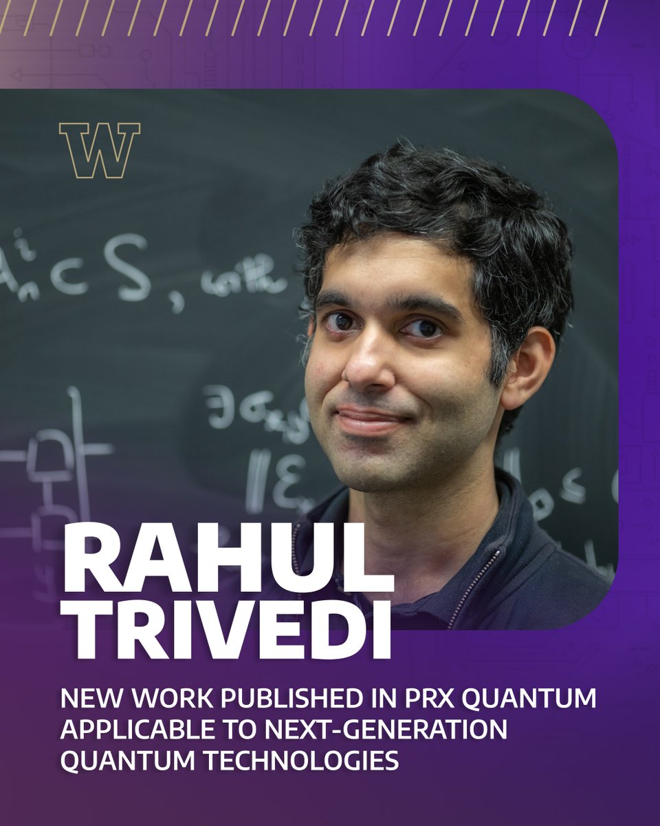 UW ECE Affiliate Assistant Professor Rahul Trivedi has published interesting work in PRX Quantum that is applicable to next-generation quantum technologies. 
#uwece

Learn more: journals.aps.org/prxquantum/abs…