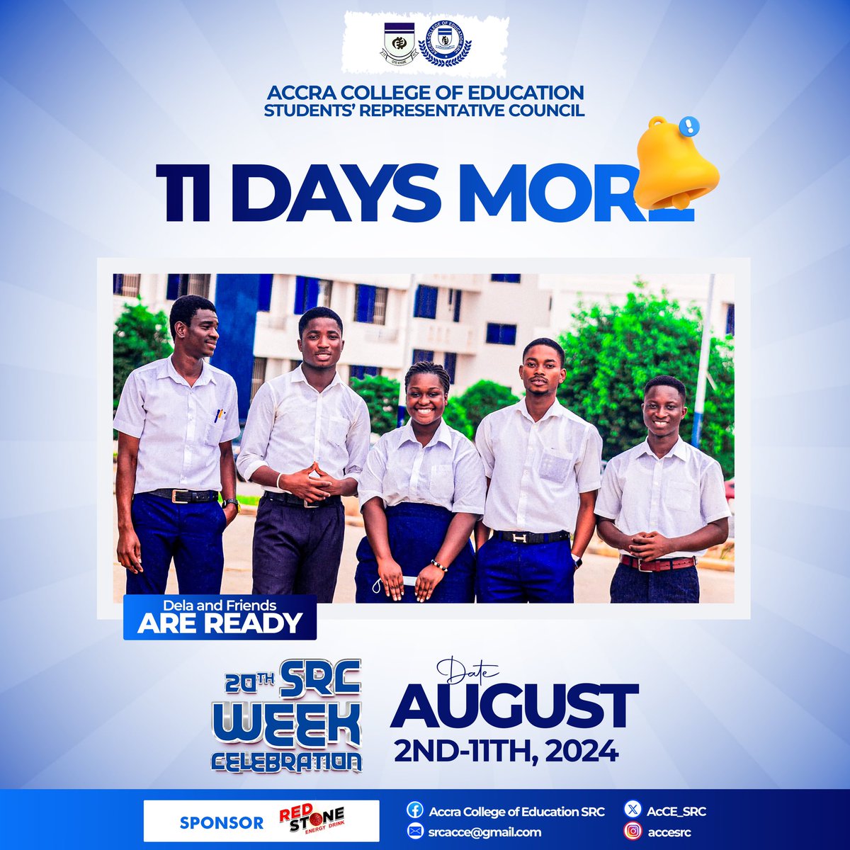 𝗔𝗖𝗖𝗥𝗔 𝗖𝗢𝗟𝗟𝗘𝗚𝗘 𝗢𝗙 𝗘𝗗𝗨𝗖𝗔𝗧𝗜𝗢𝗡
                         𝗦𝗥𝗖
▬▬▬▬▬▬▬▬▬▬▬▬▬▬▬▬▬▬▬▬▬▬▬

Countdown to Face Of AcCE!

Only 11 days more!
Dela and friends are geared up and ready to slay the stage!

Don’t miss this unforgettable experience