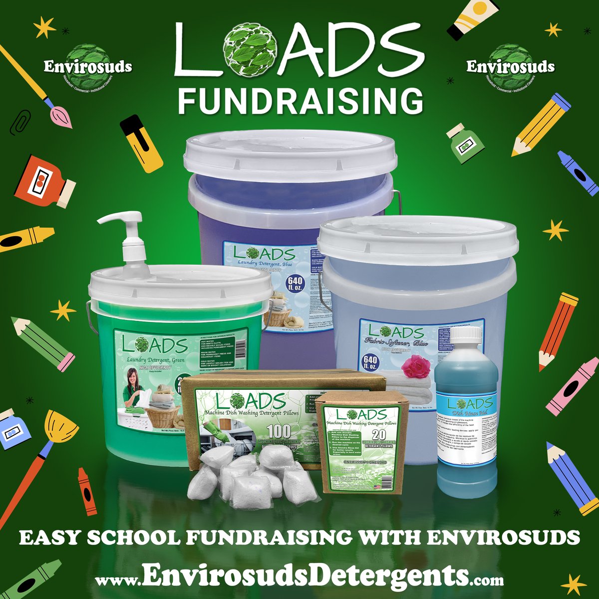 EnvirosudsClean's tweet photo. Support your school's needs with Envirosuds! Our LOADS Fundraising program makes it easy to raise money for supplies, trips, and activities. 

Learn more: https://t.co/PsCjOlaGzp https://t.co/t1HsFNvxpB