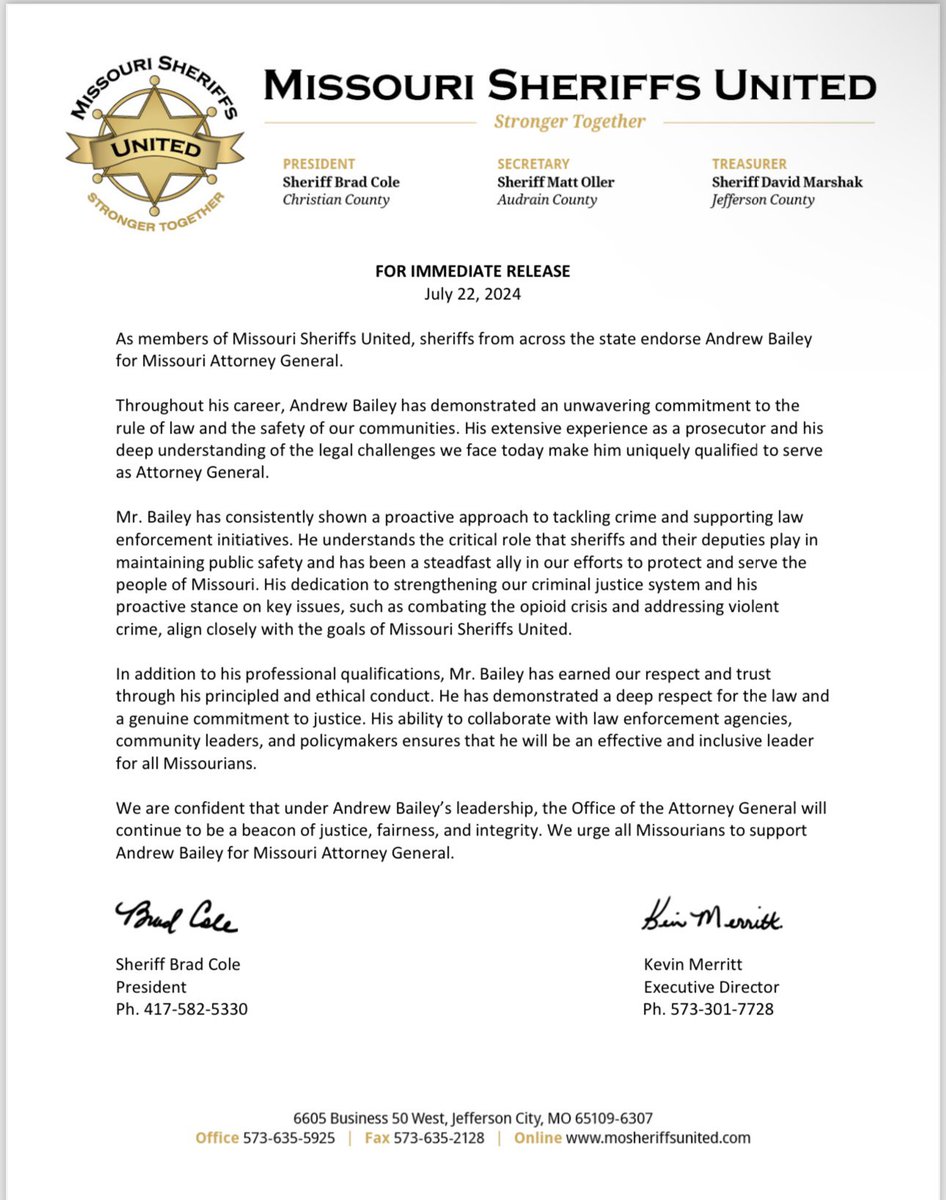 The backlash on the Scharf ad continues to build. Today it’s Missouri Sheriff’s United.