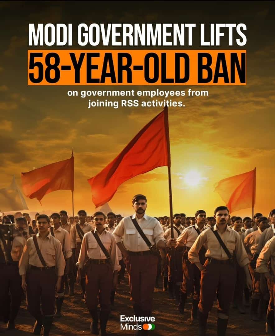 namananandi19's tweet photo. 58 वर्षों के बाद संघ के कार्यक्रमों में सरकारी विभाग के कर्मचारियों के जाने को लगे वैन को आज 9 जुलाई 2024 को नरेंद्र मोदी जी राष्ट्रवादी सरकार ने हटा दिया है l आज से किसी भी सरकरी विभाग का कोई भी कर्मचारी या अधिकारी राष्ट्रीय स्वयंसेवक संघ (RSS) के किसी भी कार्यक्रम में जा सकते https://t.co/Kb7k6bhdhR