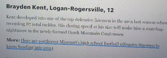 Brayden Kent (@braydenkent07) on Twitter photo Honored to be recognized as one of the 2024 defensive lineman to know in the area!! Honored to be recognized as one of the 2024 defensive lineman to know in the area!!