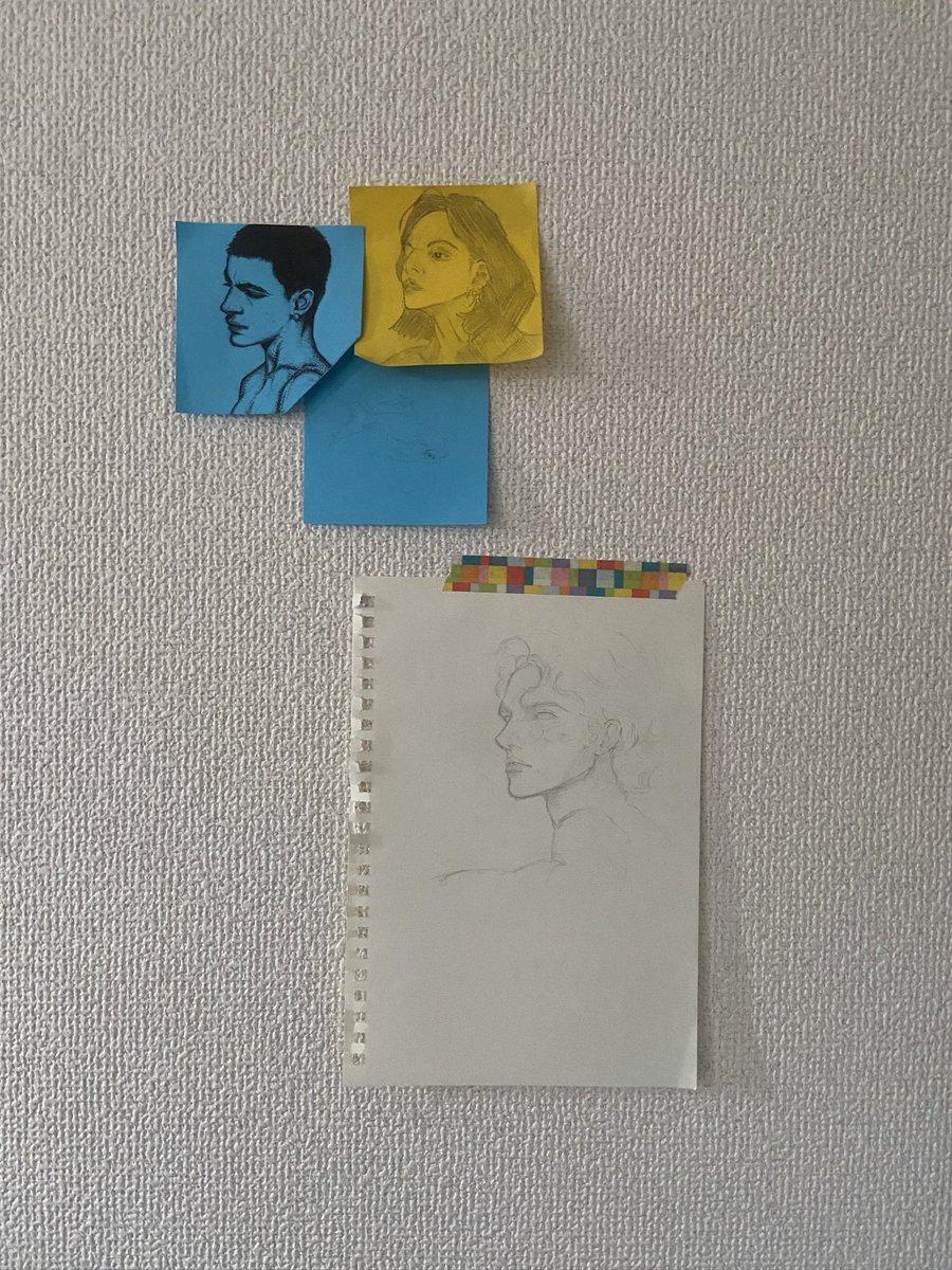 人の横顔を描く