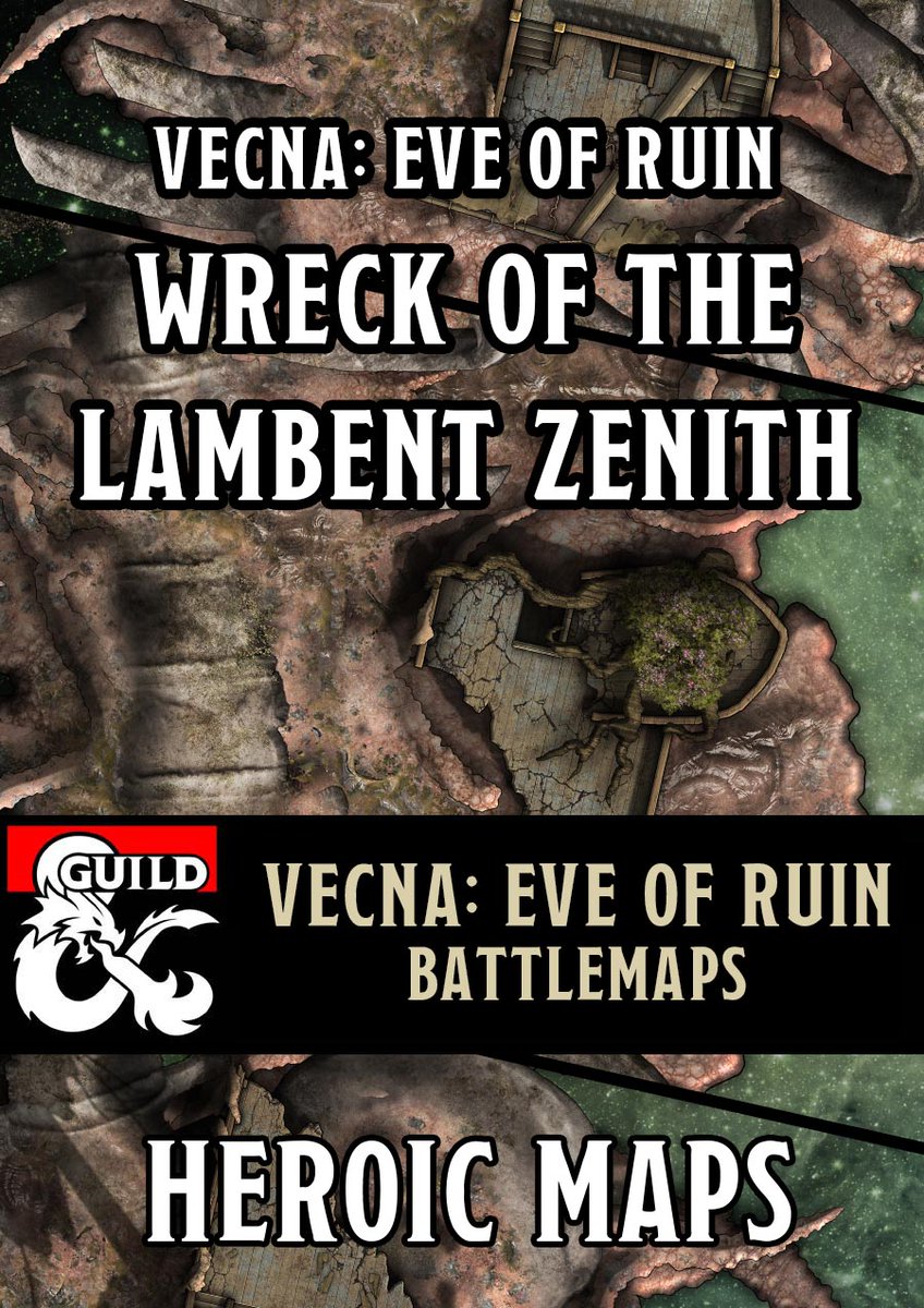 HeroicMaps's tweet photo. Our battlemaps for Chapter 3 of Vecna are available now at @dms_guild   Head into the Astral Sea and explore the Wreck of the Lambent Zenith, then venture into the petrified Heart of Havock! https://t.co/B3fhV5aOgG