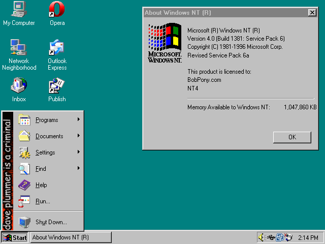 Additional proof that the start menu banner in Windows NT 4 is entirely ...