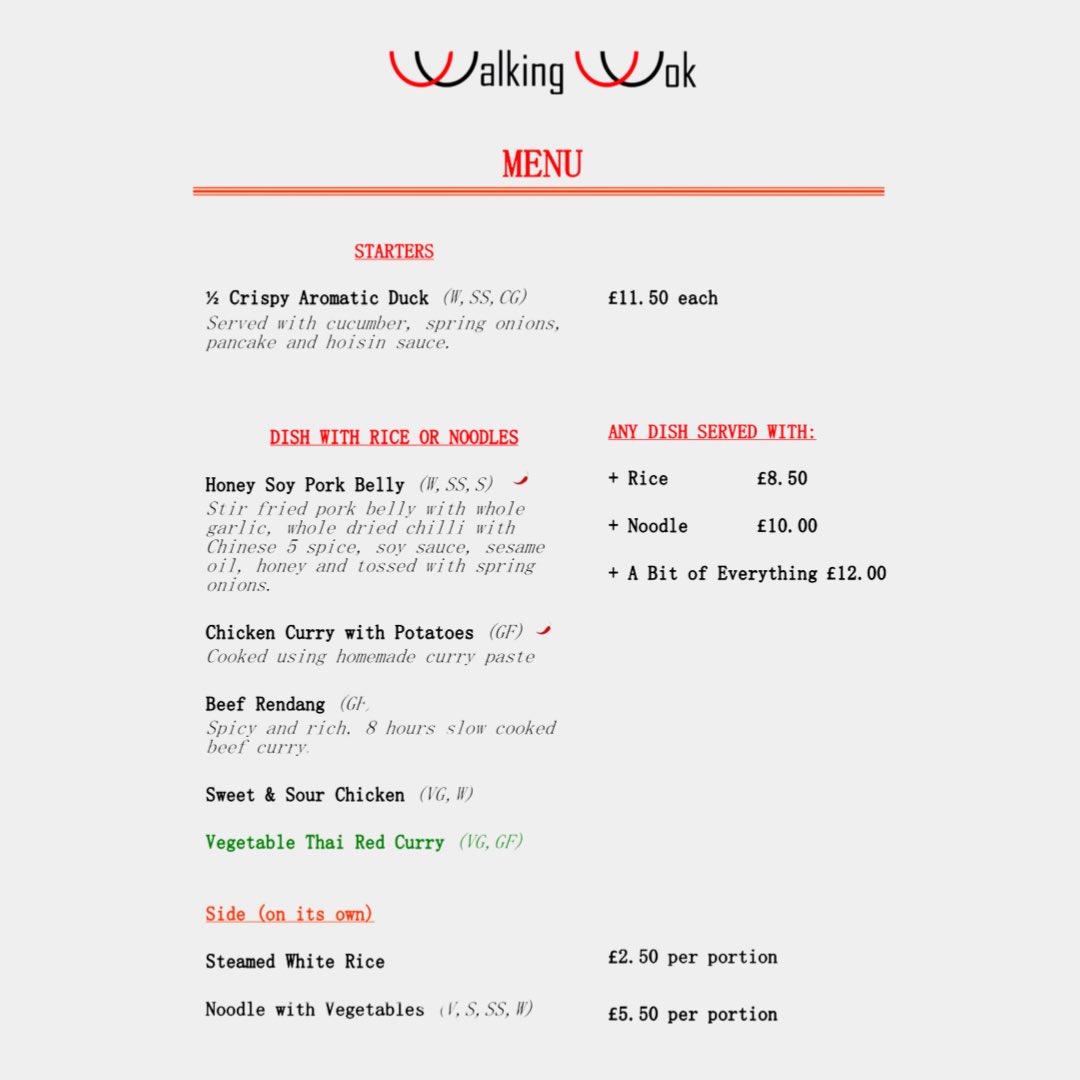 Joining us for Food Truck Thursday this week is Walking Wok!😋😍

Swipe to see the menu👉🙌

Food will be served from 5-8pm, so come join us for an evening of delicious food &amp; refreshing drinks at the distillery!✨

We look forward to seeing you!🥰 

#suffolk #suffolkdistillery